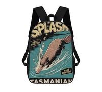 sinyumoney 3D Printed 17inch School Backpack Children's Backpack Tasmanian Platypus Splash Book Bags High Capacity Travel School Bags for Kids/Students/Adults