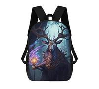 sinyumoney 3D Printed 17inch School Backpack Children's Backpack The Conjured Deer Book Bags High Capacity Travel School Bags for Kids/Students/Adults