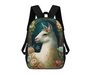 sinyumoney 3D Printed 17inch School Backpack Children's Backpack The Llama Book Bags High Capacity Travel School Bags for Kids/Students/Adults