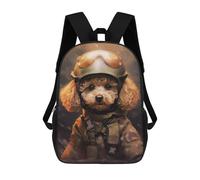 sinyumoney 3D Printed 17inch School Backpack Children's Backpack Toy Poodle Soldier Book Bags High Capacity Travel School Bags for Kids/Students/Adults
