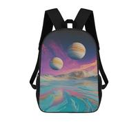 sinyumoney 3D Printed 17inch School Backpack Children's Backpack Two Planets Over A Desert Book Bags High Capacity Travel School Bags for Kids/Students/Adults
