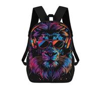 sinyumoney 3D Printed 17inch School Backpack Children's Backpack Vibrant Lion Headphones Art Print Book Bags High Capacity Travel School Bags for Kids/Students/Adults