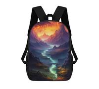 sinyumoney 3D Printed 17inch School Backpack Children's Backpack Volcanic Valley Adventure Book Bags High Capacity Travel School Bags for Kids/Students/Adults