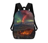 sinyumoney 3D Printed 17inch School Backpack Children's Backpack Volcano Eruption Aurora Borealis Book Bags High Capacity Travel School Bags for Kids/Students/Adults