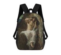 sinyumoney 3D Printed 17inch School Backpack Children's Backpack Watching It End - Man in A Rocky Landscape Book Bags High Capacity Travel School Bags for Kids/Students/Adults