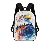 sinyumoney 3D Printed 17inch School Backpack Children's Backpack Watercolor Bald Eagle Book Bags High Capacity Travel School Bags for Kids/Students/Adults