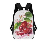 sinyumoney 3D Printed 17inch School Backpack Children's Backpack Watercolor Cherries Book Bags High Capacity Travel School Bags for Kids/Students/Adults