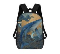 sinyumoney 3D Printed 17inch School Backpack Children's Backpack Whale Moon Fantasy Art Book Bags High Capacity Travel School Bags for Kids/Students/Adults