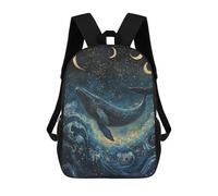 sinyumoney 3D Printed 17inch School Backpack Children's Backpack Whale Ocean Night Sky Art Print Book Bags High Capacity Travel School Bags for Kids/Students/Adults