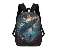 sinyumoney 3D Printed 17inch School Backpack Children's Backpack Whale Watching in Space Book Bags High Capacity Travel School Bags for Kids/Students/Adults
