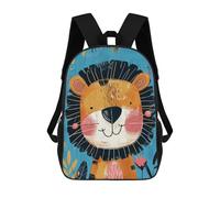sinyumoney 3D Printed 17inch School Backpack Children's Backpack Whimsical Lion Nursery Art Book Bags High Capacity Travel School Bags for Kids/Students/Adults