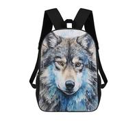 sinyumoney 3D Printed 17inch School Backpack Children's Backpack Wolf Close Up Portrait Book Bags High Capacity Travel School Bags for Kids/Students/Adults