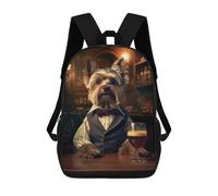 sinyumoney 3D Printed 17inch School Backpack Children's Backpack Yorkshire Terrier in Pub Book Bags High Capacity Travel School Bags for Kids/Students/Adults