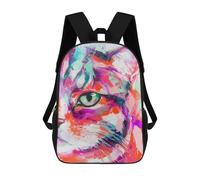 sinyumoney 3D Printed 17inch School Bag Abstract Cat Cute Kid's Backpack Bookbag Cute Rucksacks Fashion Casual Schoolbag for Kids for Girl Boy