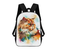 sinyumoney 3D Printed 17inch School Bag Abstract Persian Cat Art Kid's Backpack Bookbag Cute Rucksacks Fashion Casual Schoolbag for Kids for Girl Boy