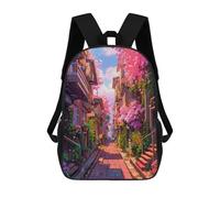 sinyumoney 3D Printed 17inch School Bag Afternoon on Pink Street Kid's Backpack Bookbag Cute Rucksacks Fashion Casual Schoolbag for Kids for Girl Boy