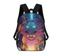 sinyumoney 3D Printed 17inch School Bag Alien Cityscape Artwork Kid's Backpack Bookbag Cute Rucksacks Fashion Casual Schoolbag for Kids for Girl Boy