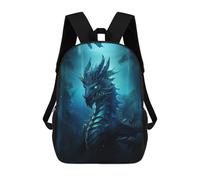 sinyumoney 3D Printed 17inch School Bag Ancient Blue Dragon Kid's Backpack Bookbag Cute Rucksacks Fashion Casual Schoolbag for Kids for Girl Boy