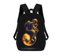 sinyumoney 3D Printed 17inch School Bag Astronaut Floating on Fireball Kid's Backpack Bookbag Cute Rucksacks Fashion Casual Schoolbag for Kids for Girl Boy
