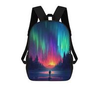 sinyumoney 3D Printed 17inch School Bag Aurora Borealis Night Scene Kid's Backpack Bookbag Cute Rucksacks Fashion Casual Schoolbag for Kids for Girl Boy
