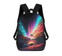 sinyumoney 3D Printed 17inch School Bag Aurora Borealis Wonder Kid's Backpack Bookbag Cute Rucksacks Fashion Casual Schoolbag for Kids for Girl Boy