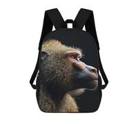 sinyumoney 3D Printed 17inch School Bag Baboon Kid's Backpack Bookbag Cute Rucksacks Fashion Casual Schoolbag for Kids for Girl Boy