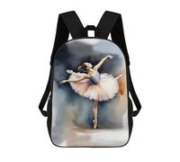 sinyumoney 3D Printed 17inch School Bag Ballerina Watercolor Kid's Backpack Bookbag Cute Rucksacks Fashion Casual Schoolbag for Kids for Girl Boy