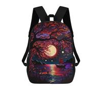 sinyumoney 3D Printed 17inch School Bag Big Tree And Small Boat Kid's Backpack Bookbag Cute Rucksacks Fashion Casual Schoolbag for Kids for Girl Boy