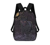 sinyumoney 3D Printed 17inch School Bag Black Cat in Graveyard Kid's Backpack Bookbag Cute Rucksacks Fashion Casual Schoolbag for Kids for Girl Boy
