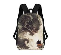 sinyumoney 3D Printed 17inch School Bag Black Cat Vs. Demon Kid's Backpack Bookbag Cute Rucksacks Fashion Casual Schoolbag for Kids for Girl Boy