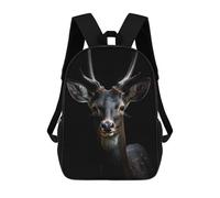 sinyumoney 3D Printed 17inch School Bag Black Deer Portrait Kid's Backpack Bookbag Cute Rucksacks Fashion Casual Schoolbag for Kids for Girl Boy