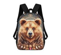 sinyumoney 3D Printed 17inch School Bag Bohemian Bear Portrait -1 Kid's Backpack Bookbag Cute Rucksacks Fashion Casual Schoolbag for Kids for Girl Boy