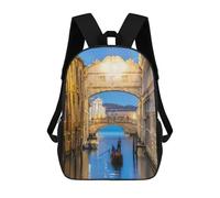 sinyumoney 3D Printed 17inch School Bag Bridge of Sighs Venice Kid's Backpack Bookbag Cute Rucksacks Fashion Casual Schoolbag for Kids for Girl Boy