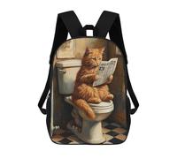 sinyumoney 3D Printed 17inch School Bag Cat Reading Newspaper on Toilet-8 Kid's Backpack Bookbag Cute Rucksacks Fashion Casual Schoolbag for Kids for Girl Boy