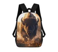 sinyumoney 3D Printed 17inch School Bag Charging Bison Kid's Backpack Bookbag Cute Rucksacks Fashion Casual Schoolbag for Kids for Girl Boy