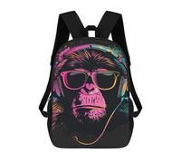 sinyumoney 3D Printed 17inch School Bag Chill Monkey Vibes -1 Kid's Backpack Bookbag Cute Rucksacks Fashion Casual Schoolbag for Kids for Girl Boy