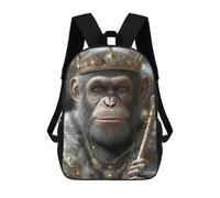 sinyumoney 3D Printed 17inch School Bag Chimpanzee King Kid's Backpack Bookbag Cute Rucksacks Fashion Casual Schoolbag for Kids for Girl Boy