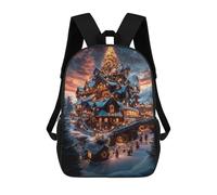 sinyumoney 3D Printed 17inch School Bag Christmas Village Fantasy Kid's Backpack Bookbag Cute Rucksacks Fashion Casual Schoolbag for Kids for Girl Boy