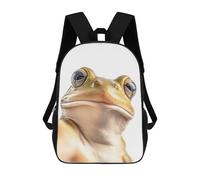 sinyumoney 3D Printed 17inch School Bag Close-up Frog Selfie Kid's Backpack Bookbag Cute Rucksacks Fashion Casual Schoolbag for Kids for Girl Boy