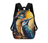sinyumoney 3D Printed 17inch School Bag Colored Bird Duo Kid's Backpack Bookbag Cute Rucksacks Fashion Casual Schoolbag for Kids for Girl Boy