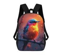 sinyumoney 3D Printed 17inch School Bag Colorful Bird on Fire Branch Kid's Backpack Bookbag Cute Rucksacks Fashion Casual Schoolbag for Kids for Girl Boy