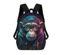 sinyumoney 3D Printed 17inch School Bag Colorful Chimpanzee Art Print Kid's Backpack Bookbag Cute Rucksacks Fashion Casual Schoolbag for Kids for Girl Boy