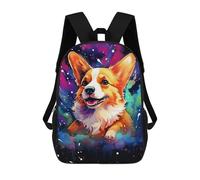 sinyumoney 3D Printed 17inch School Bag Colorful Corgi Art Print Kid's Backpack Bookbag Cute Rucksacks Fashion Casual Schoolbag for Kids for Girl Boy