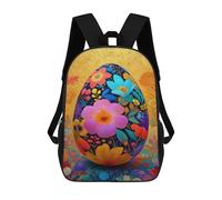 sinyumoney 3D Printed 17inch School Bag Colorful Floral Egg Artwork Kid's Backpack Bookbag Cute Rucksacks Fashion Casual Schoolbag for Kids for Girl Boy