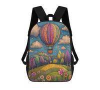 sinyumoney 3D Printed 17inch School Bag Colorful Hot Air Balloon Scene Kid's Backpack Bookbag Cute Rucksacks Fashion Casual Schoolbag for Kids for Girl Boy