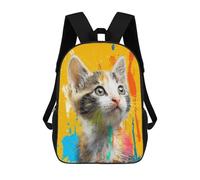 sinyumoney 3D Printed 17inch School Bag Colorful Kitten Portrait Kid's Backpack Bookbag Cute Rucksacks Fashion Casual Schoolbag for Kids for Girl Boy