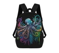 sinyumoney 3D Printed 17inch School Bag Colorful Octopus Art Print-1 Kid's Backpack Bookbag Cute Rucksacks Fashion Casual Schoolbag for Kids for Girl Boy