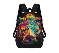 sinyumoney 3D Printed 17inch School Bag Colorful Rhino Illustration Kid's Backpack Bookbag Cute Rucksacks Fashion Casual Schoolbag for Kids for Girl Boy