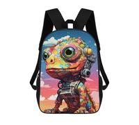 sinyumoney 3D Printed 17inch School Bag Colorful Robot Lizard Artwork Kid's Backpack Bookbag Cute Rucksacks Fashion Casual Schoolbag for Kids for Girl Boy