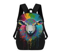 sinyumoney 3D Printed 17inch School Bag Colorful Sheep Art Print Kid's Backpack Bookbag Cute Rucksacks Fashion Casual Schoolbag for Kids for Girl Boy